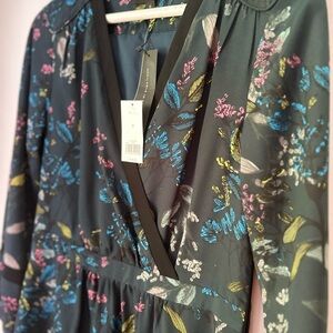 Banana Republic Floral Wrap Dress with Long Sleeves